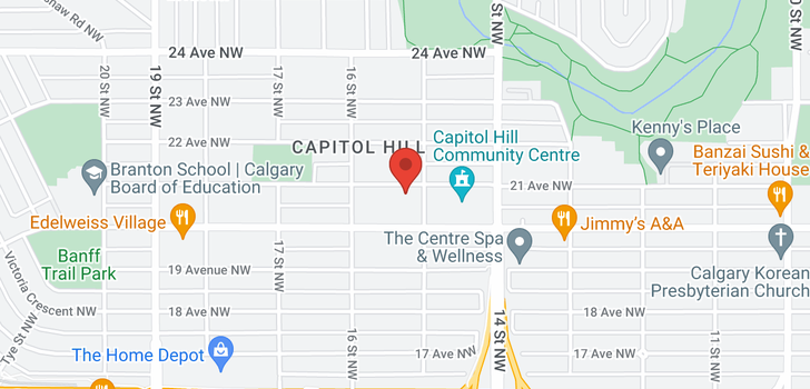 map of 1609 21 Avenue NW